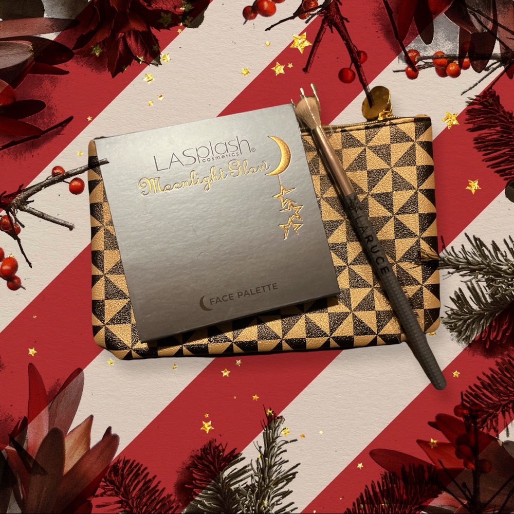 LA SPLASH Moonlight Glow Face Palette - Moon -LARUCE BRUSH - & Bag